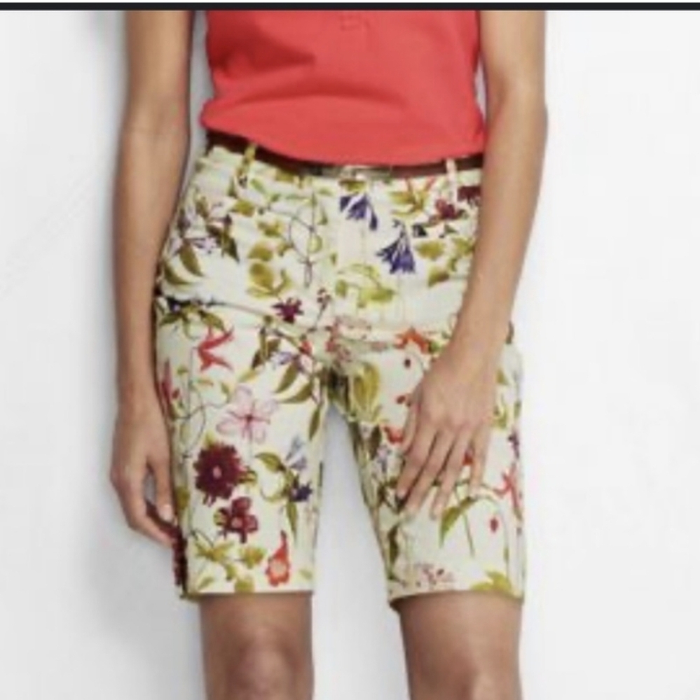 LAND'S END floral shorts 16 mid rise digital Botanic print bermudas XL